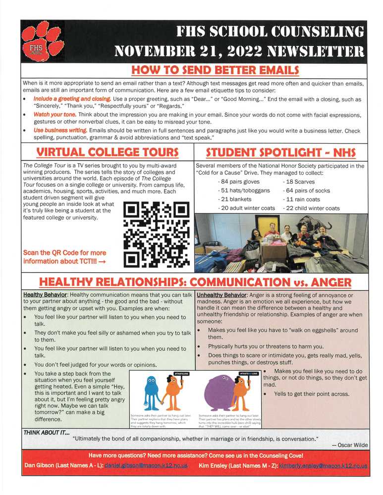 Counseling Newsletter 11-21-22